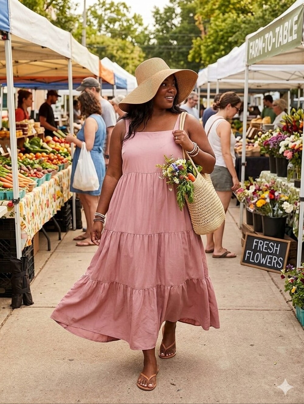 Women’s Tiered Maxi Dress in Dusty Pink - Lightweight Summer Dress